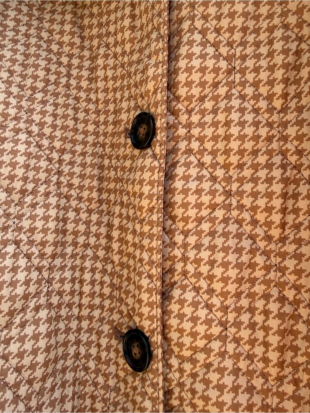 Lands End Quilted Jacket Tan Houndstooth PrimaLoft Insulated Women’s Plus 3X - Picture 6 of 12